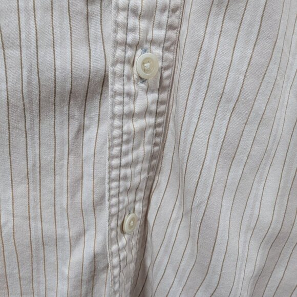 Salty Dog White Pin Striped Pocketed Long Sleeve Button Up Shirt Sz 16 - Picture 6 of 9